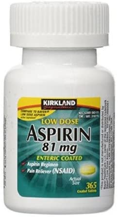 Cos5 Kirkland Signature KQcdXy LOW Dose Aspirin 81mg Pain Reliever Aspirin Regimen Safety Coated Enteric, 365 Count