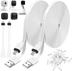 Uogw 2Pack 25ft/7.5m Power Cable for Blink Mini2,Blink mini,Blink Outdoor 4 Security Camera,Weather Resistant Extension Cable Continuously Charging Your Blink Cam(Plug and Camera are Not Included)