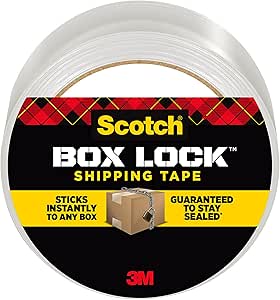 Scotch Box Lock Packing Tape, Clear, Extreme Grip Moving Tape, 1.88 in. x 54.6 yd, 12 rolls, tape dispenser not included