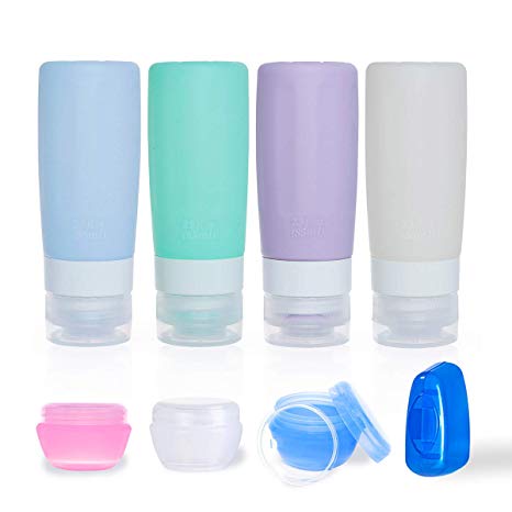 ZOADLE Travel Bottles, Leakproof Silicone Travel Toiletry Containers, Squeezable Travel Tubes for Shampoo Conditioner Body Wash (2.9 FL OZ)