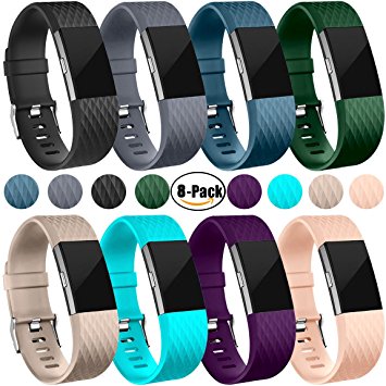 Maledan Replacement Bands for Fitbit Charge 2, 8 Pack