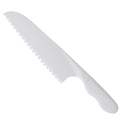 ONUPGO Kids Plastic Kitchen Knife - The Perfect Kids Safe Cooking Knife for Fruit, Bread, Cake, Tomato, Lettuce and Salad (White)