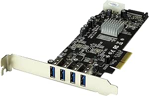 Startech 4 Port PCI Express SuperSpeed USB 3.0 Card Adapter w/ 2 Dedicated 5Gbps Channels - UASP - SATA / LP4 Power, PEXUSB3S42V