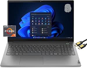 Lenovo ThinkBook 15 Gen 4 Business Laptop, 15.6" FHD, AMD 8-Core Ryzen 7 5825U (Beat i7-1355U), 24GB RAM, 2TB PCIe SSD, Support 4K Dual Monitors, 4xUSB-C, HDMI, PDG HDMI Cable, Grey, Win 11 Pro