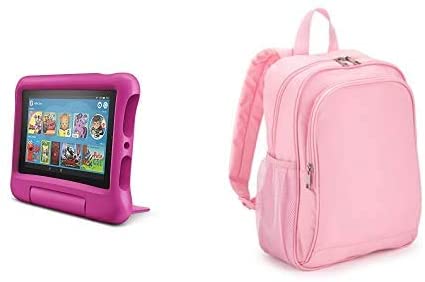 Fire 7 Kids Tablet 32GB Pink with Made for Amazon Kids Tablet Backpack, Pink