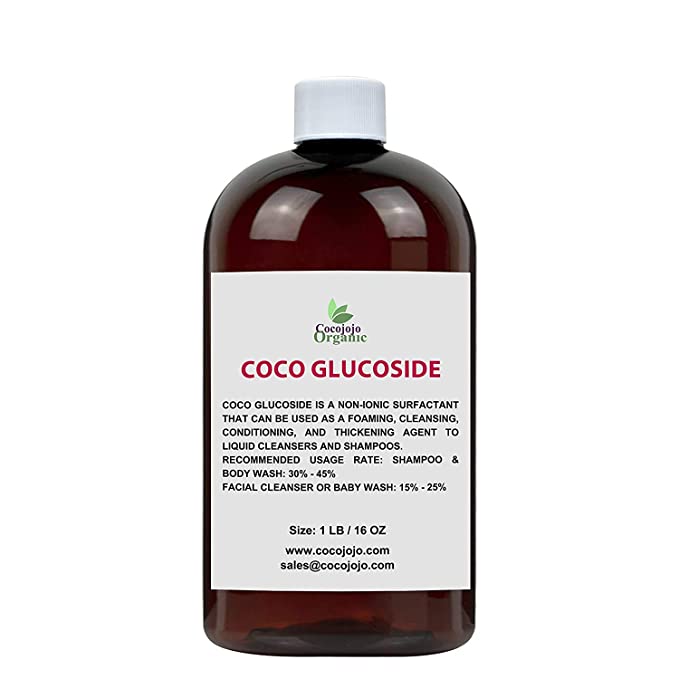 COCOJOJO - Coco Glucoside Surfactant 16 oz - Natural Foaming Cleanser - Plant Derived - Biodegradable - For Formulations and DIY Skin Care - For Shower Gels, Body Soap, Shampoos, Face Cleansers