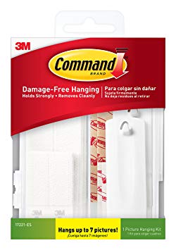 Command 17221-ES Kit Hangs up to 7 Pictures, 14 Piece, White