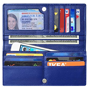 RFID Wallet Womens RFID Blocking Genuine Leather Bifold Slim Wallet Clutch Purse