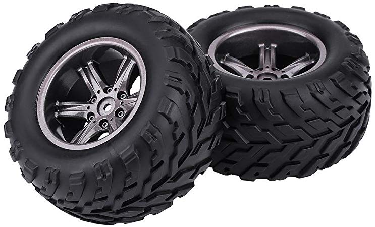 Dilwe RC Car Wheel TPR Tyre Tires & Hubs Wheel Rims with Hubs for 1/12 RC Car Truck Crawler (2pcs)