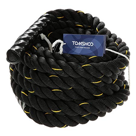 TOMSHOO Battle Rope Workout Training Undulation Exercise Fitness Rope, 38 mm Diameter