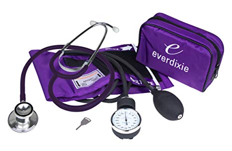 Dixie Ems Blood Pressure and Dual Head Stethoscope Kit (Purple)