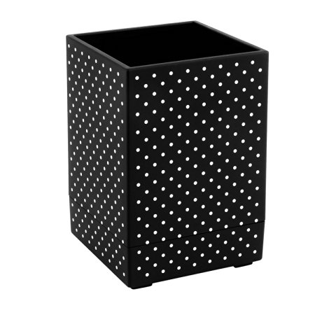 Zodaca [Dot Pattern] Soft Touch Square Pen Pencil Ruler Cup Holder Desktop Stationery Organizer, Black with White Dot