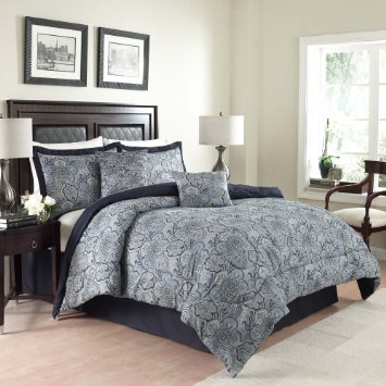 Traditions by Waverly 6-Piece Paddock Shawl Comforter Set, Queen, Porcelain