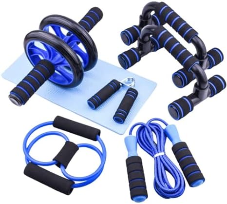 AERLANG 7-IN-1 Ab Roller Wheel Set With, 2 Push-up Bars, Resistance Band, Skipping Rope, Hand Grip And Knee Pad, Fitness Workout At Home Gym, Multi-functional Sports Equipment Father's Day Gifts