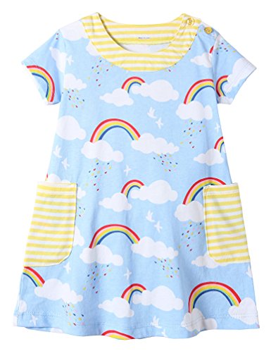 Fiream Girls Summer Short Sleeves Cotton Casual Dress