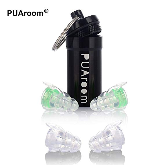 PUAroom High Fidelity Earplugs Noise Reduction Ear Protection With 2 Different Sizes Reusable Silicone Earplugs to Reduce Noise Evenly to Protect Your Ears While Enjoying the Best Sound Quality for Musicians Motorcycles Travel Study Work Live Events Noise Sensitivity Conditions and More (Green)