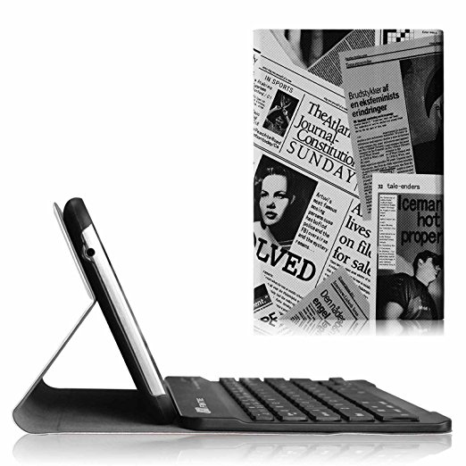 Fintie Blade X1 Samsung Galaxy Tab 4 8.0 Keyboard Case Cover - Ultra Slim Smart Shell Light Weight Stand with Magnetically Detachable Wireless Bluetooth Keyboard, Newspaper