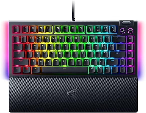 Razer BlackWidow V4 75% Mechanical Gaming Keyboard: Hot-Swappable Design - Compact & Durable - Orange Tactile Switches - Chroma RGB - MF Roller & Media Keys - Comfortable Wrist Rest - Black