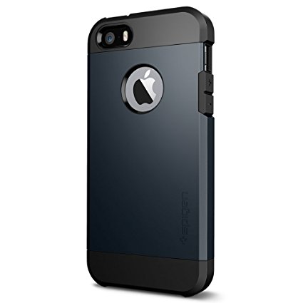 iPhone 5 / 5S / SE Case, Spigen® [Tough Armor] [Metal Slate] **NEW** [AIR CUSHION Technology] Extreme Heavy Duty Protection, Anti-Scratch PC back panel   Shockproof TPU bumper, slim thin cover for iPhone 5 / 5S / SE (SGP10490)