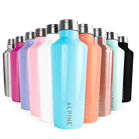 Alpine Double Wall Insulated Tumbler Water Bottle & Thermos - Heavy Duty Stainless Steel- 16.9 oz