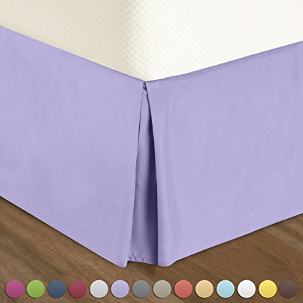 Pleated Bed-Skirt Twin XL Size – Lavender (Lilac) Luxury Double Brushed 100% Microfiber Dust Ruffle, 14” inch Tailored Drop, Covers Bed Legs and Frame. By Nestl Bedding