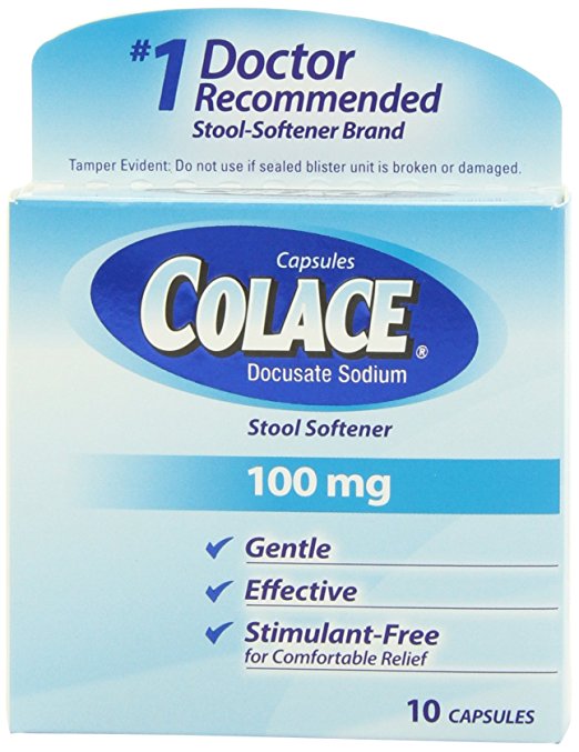 Colace Docusate Sodium Stool Softner, 100 mg Capsules, 10 Count