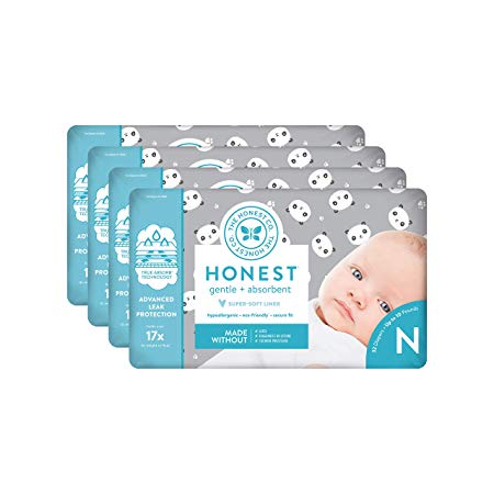 The Honest Company Baby Diapers with TrueAbsorb Technology, Pandas, Size 0 Newborn, 128 Count
