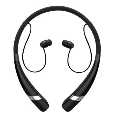 Bluetooth Headphones HV-960 Sweatproof V40 Wireless Neckband Headset Noise Reduction Earbuds with Microphone APT-X Hands-Free Bluetooth Stereo Earphones with Magnet Holders for Light Sports Black
