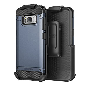 Galaxy S8 Tough Belt Case & Clip (Encased R7 Series) Premium 2-Layer Protection with Flexible TPU Inner and Hard Outer Cover for Samsung S8 (Holster Included) (Slate Blue)
