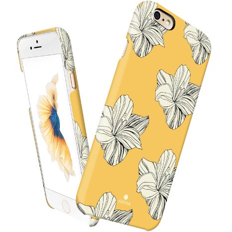iPhone 6 6s case for girls, Akna® Vintage Obsession Series High Impact Slim Hard Case with Soft Fabric Interior for iPhone 6 [Retail Packing]*[Retro Yellow Floral](U.S)
