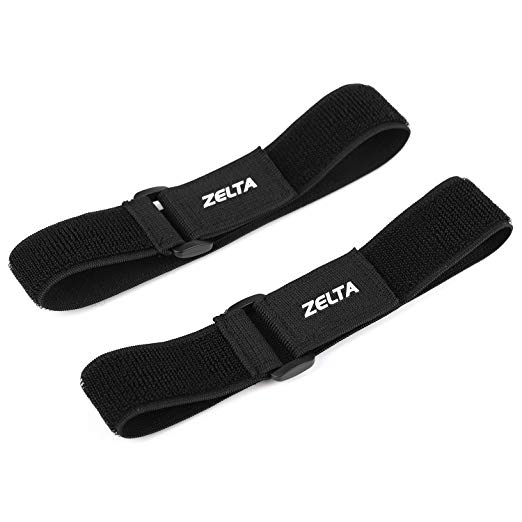 Zeltauto Elastic Hook and Loop Cable Tie, Fastening Magic Strap with Plastic Buckle End, Black (2 Pcs, 15 x 20 In)