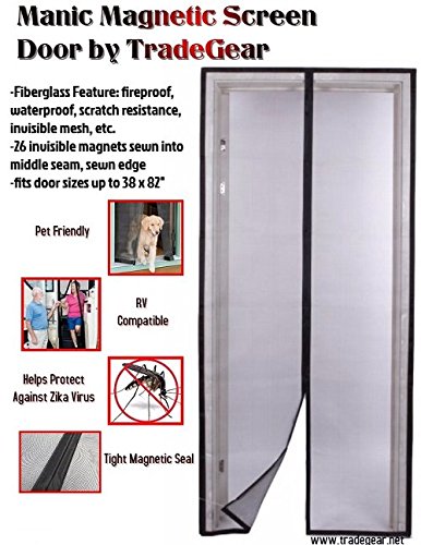 Magnetic Screen Door (msd02) by: Tradegear - Fits Door Openings Up To 38" x 82" - Made of Durable Fiberglass Mesh - Keeps The Bugs Out And Lets The Breeze In