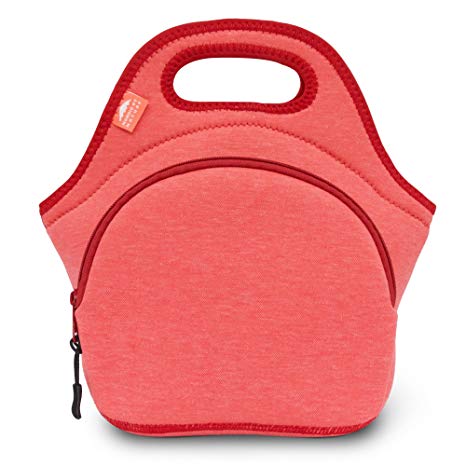 Neoprene Lunch Bag For Women, Men & Kids (M, Red) | Extra Thick 5 mm Insulation Keeps Your Lunch Box Delicious For Hours | Washable | Soft Cotton | Extra Pocket | YKK zippers | Insulated Lunch Bag