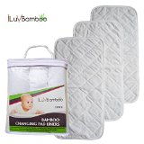 Bamboo Changing Pad Liners-3 Pack XLarge 26x125 Best for Machine Wash and Dryer Waterproof Breathable and Absorbent Quilted Silky Soft Antibacterial and Hypoallergenic For Baby Gifts by iLuvBamboo