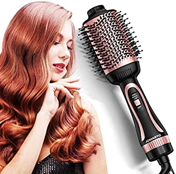 JOMARTO Hair Dryer Brush, 3 In 1 Multifunction Hair Dryer & Volumizer Hot Air Brush, Hot Air Comb, Hot Air Brush For Curly Hair (Rose gold)