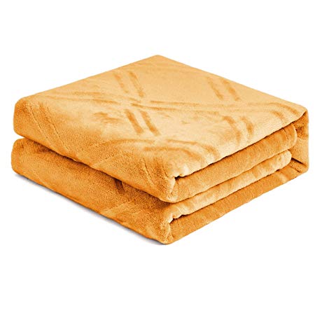 HT&PJ Super Soft Lightweight Flannel Fleece Throw Blanket Microfiber Velvet Cozy Warm Throw Blanket for Living Room (Throw 50" X 60" Yellow)