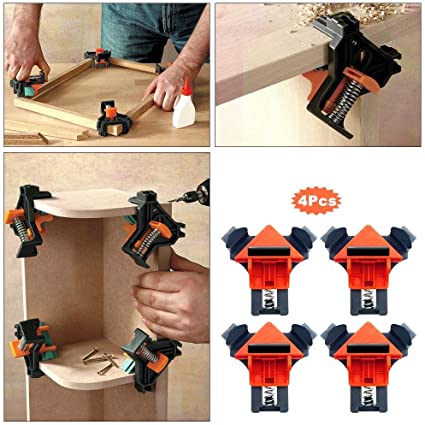 Clamps for Woodworking,90 Degree Angle Clamps,Set of 4 Multifunction Angle Clamp Corner Clip Fixer for Wood-Working, Engineering, Photo Frame DIY Hand Tools