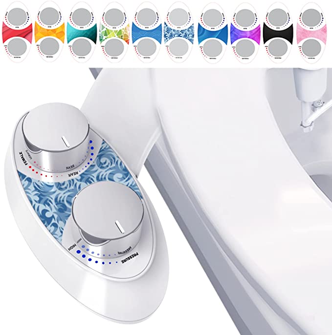BLUE STONE Bidet Toilet Seat Attachment with Self Cleaning Dual Nozzle, Non-Electric Fresh Water Sprayer Bidet Attachment for Toilet, Easy to Install, 10 Different Style Stickers. Christmas Gift
