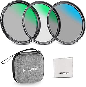 NEEWER 82mm UV/CPL/ND Lens Filter Kit with Hard Shell Storage Case, Multicoated Optical Glass & Aluminum Alloy Frame, UV   Circular Polarizer (CPL)   Neutral Density (ND4) Filter for 82mm Camera Lens