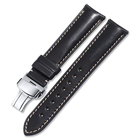 iStrap Calf Leather Watch Strap Quick Release Band Deployant Clasp Replacement 16 18 19 20 21 22 24mm