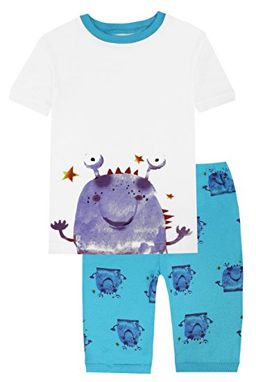 Slenily Boys Pajamas Set Summer 2 Piece Short Sleepwear Dinosaur 100% Cotton Clothes Shirts