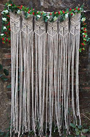 RISEON 33" W x 70" L Handmade Butterfly Macrame Wall Hanging Tapestry- Door Hanging,Room Divider,Macrame Window Curtains,Wedding Backdrop Boho Wall Decor