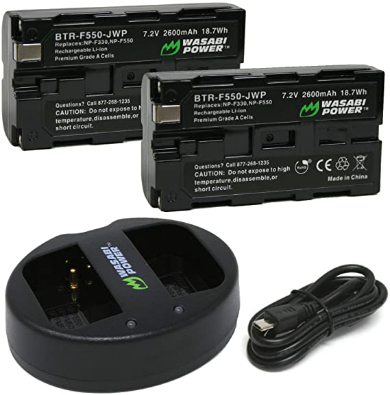 Wasabi Power Battery (2-Pack) and Dual USB Charger for Sony NP-F330, NP-F530, NP-F550, NP-F570 and CN-160, CN-216, CN126 Series (L Series)