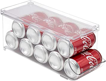 Sorbus Soda Can Organizer and Canned Food Bin Dispenser with Lid for Refrigerator, Pantry, Freezer – Holds 9 Cans, BPA-Free, Clear Design (1-Pack)