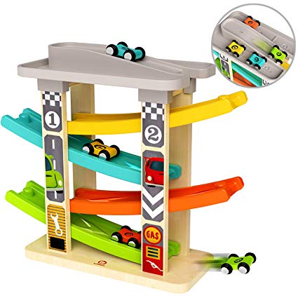 TOP BRIGHT Toddler Toys for 1 2 Year Old Boy Gifts Car Track,Car Ramp Racer Toys Age 1 2 with 4 Mini Cars