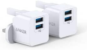 Anker USB Plug Charger, 2-Pack Dual Port 12W Wall Charger, PowerPort mini for iPhone XS/X / 8/8 Plus / 7 / 6S / 6S Plus, iPad, Galaxy Note 5 / Note 4, HTC, Moto, and More