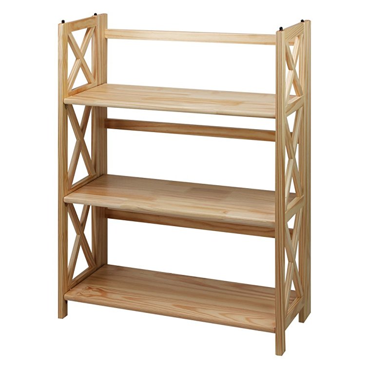 Casual Home 301-30 Montego 3-Shelf Folding Bookcase, Natural