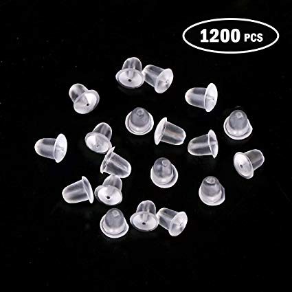 Silicone Earring Backs Earring Backings Soft Clear Ear Safety Back Pads Backstops Bullet Clutch Stopper Replacement for Fish Hook Earring Studs Hoops, Diameter 4mm (1200PCS/600Pairs)