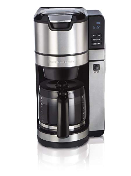 Hamilton Beach Programmable Grind and Brew Coffee Maker (45505), 12 Cup, Black