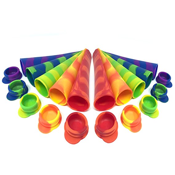 (10 Pack) Ice Pop Silicone Moulds – Secure Leak Proof Caps - Flexible & Durable – Easy Clean & No Mess!